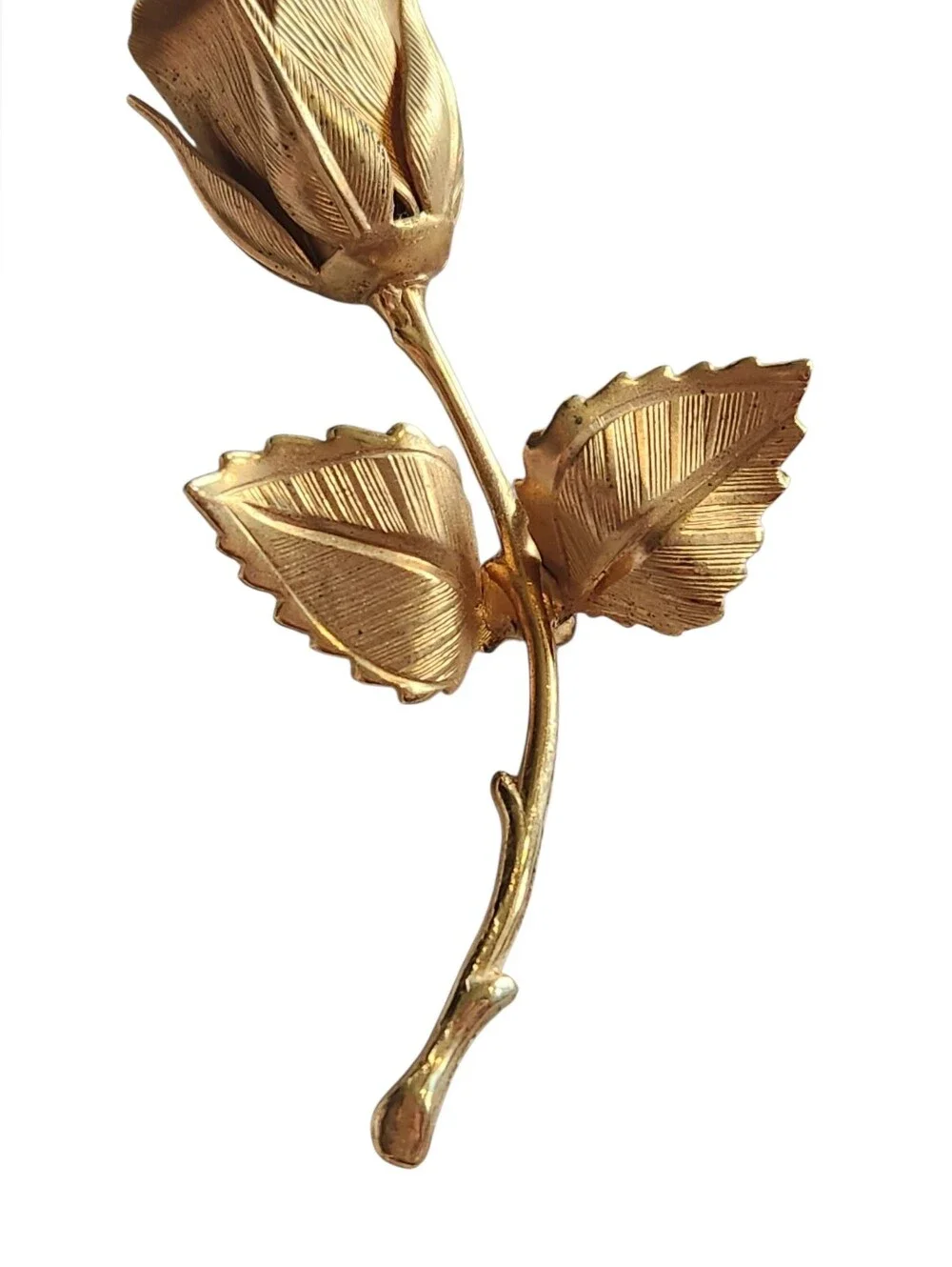 Vintage Giovanni Signed Gold Rose Brooch 1960s Mid Century Floral Botanical Pin‎
